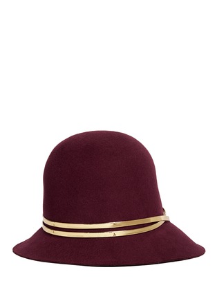 Main View - Click To Enlarge - SENSI STUDIO - Mirror leather band wool felt cloche hat