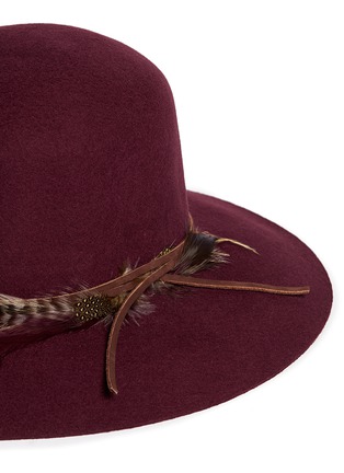 Detail View - Click To Enlarge - SENSI STUDIO - 'Lauren' leather feather band wool felt hat