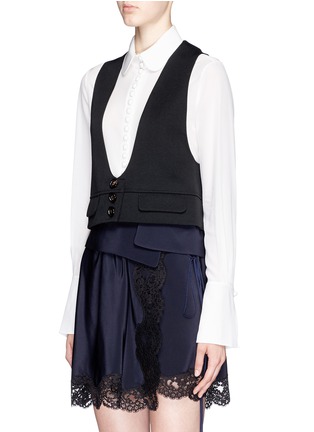 Front View - Click To Enlarge - CHLOÉ - Virgin wool gabardine cropped waistcoat