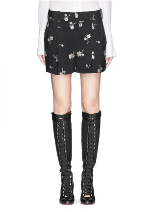Main View - Click To Enlarge - CHLOÉ - Flower jacquard crepe shorts