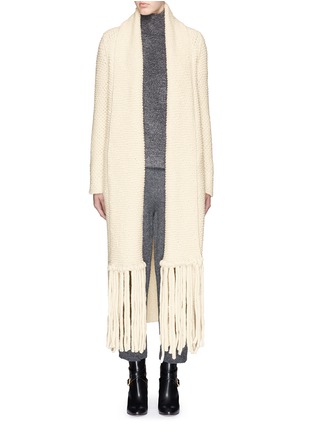 Main View - Click To Enlarge - CHLOÉ - Tassel scarf wool-mohair purl knit coat