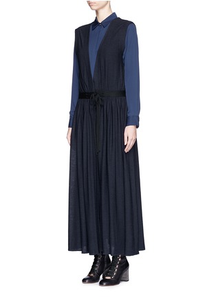 Front View - Click To Enlarge - CHLOÉ - Sleeveless drawstring waist wool maxi cardigan