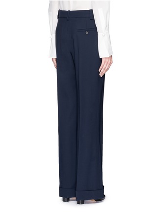 Back View - Click To Enlarge - CHLOÉ - Flare leg wool hopsack pants