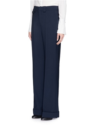 Front View - Click To Enlarge - CHLOÉ - Flare leg wool hopsack pants