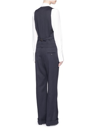 Back View - Click To Enlarge - CHLOÉ - Virgin wool twill button overalls