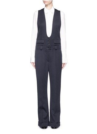 Main View - Click To Enlarge - CHLOÉ - Virgin wool twill button overalls