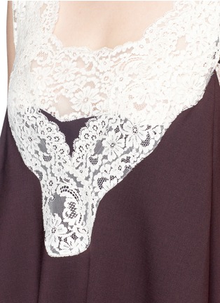 Detail View - Click To Enlarge - CHLOÉ - Floral lace trim layered virgin wool dress