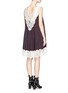 Back View - Click To Enlarge - CHLOÉ - Floral lace trim layered virgin wool dress
