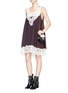 Figure View - Click To Enlarge - CHLOÉ - Floral lace trim layered virgin wool dress