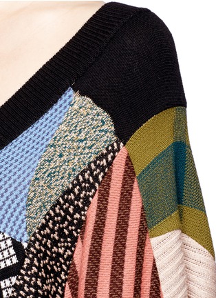 Detail View - Click To Enlarge - CHLOÉ - Patchwork wool-silk knit sweater dress