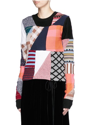 Front View - Click To Enlarge - CHLOÉ - Patchwork wool-silk knit sweater