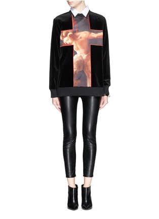 Figure View - Click To Enlarge - GIVENCHY - 'Faun' cross print velvet sweatshirt