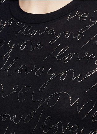 Detail View - Click To Enlarge - LANVIN - 'I Love You' cursive bead embroidery T-shirt
