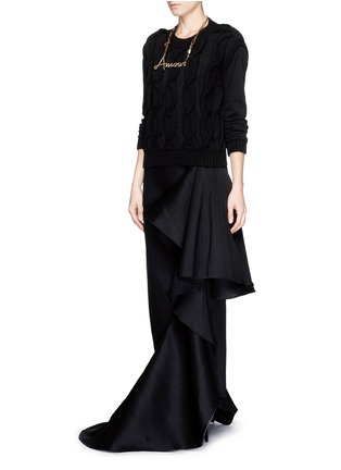 Figure View - Click To Enlarge - LANVIN - Contrast cable knit sweater