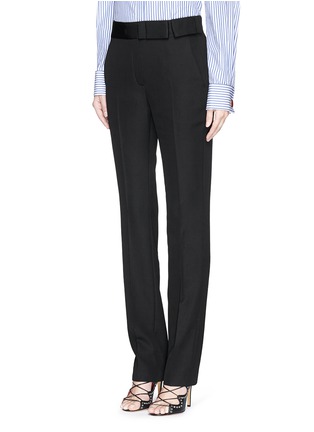 Front View - Click To Enlarge - LANVIN - Grosgrain bow waistband wool pants