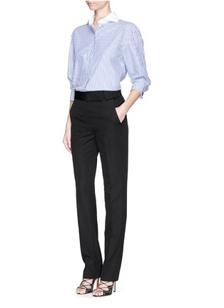 Figure View - Click To Enlarge - LANVIN - Grosgrain bow waistband wool pants