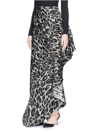 Front View - Click To Enlarge - LANVIN - Leopard jacquard ruffle long skirt