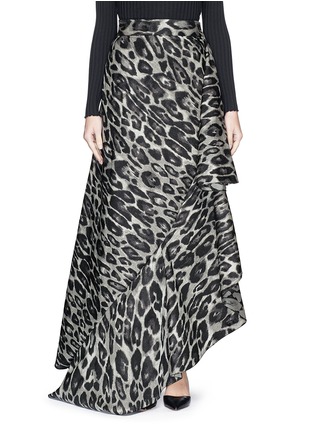 Main View - Click To Enlarge - LANVIN - Leopard jacquard ruffle long skirt