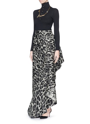 Figure View - Click To Enlarge - LANVIN - Leopard jacquard ruffle long skirt