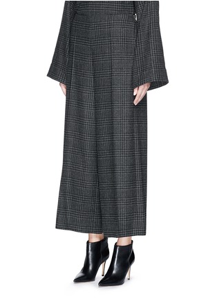 Front View - Click To Enlarge - LANVIN - Check wool blend wide leg cropped pants