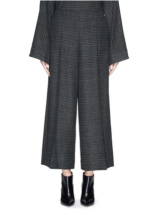 Main View - Click To Enlarge - LANVIN - Check wool blend wide leg cropped pants
