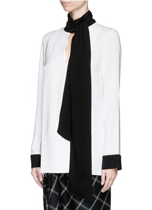 Front View - Click To Enlarge - LANVIN - Neck tie contrast cady tunic top