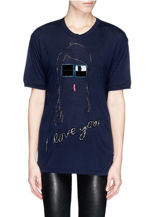 Main View - Click To Enlarge - LANVIN - 'I Love You' acetate bead embroidery T-shirt