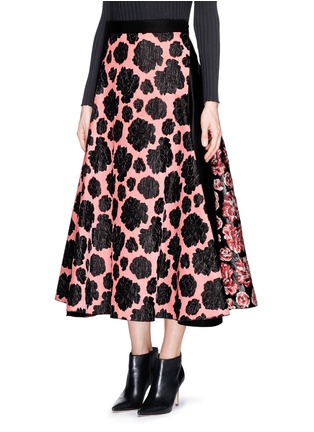 Front View - Click To Enlarge - LANVIN - Peony and rose jacquard midi flare skirt