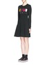 Front View - Click To Enlarge - KENZO - Geometric logo embroidery skater sweater dress