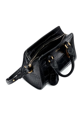 Detail View - Click To Enlarge - ALEXANDER MCQUEEN - 'Padlock' mini croc effect leather tote