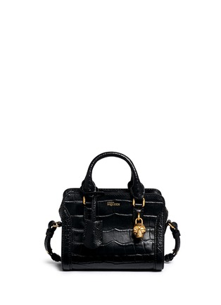 Main View - Click To Enlarge - ALEXANDER MCQUEEN - 'Padlock' mini croc effect leather tote