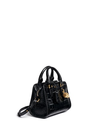 Figure View - Click To Enlarge - ALEXANDER MCQUEEN - 'Padlock' mini croc effect leather tote