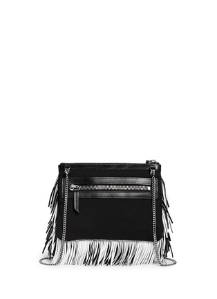 Back View - Click To Enlarge - PROENZA SCHOULER - 'Fringe' contrast back leather clutch