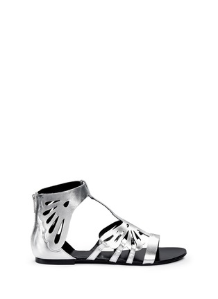 Main View - Click To Enlarge - PEDDER RED - Butterfly cutout leather gladiator sandals