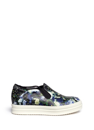 Main View - Click To Enlarge - PEDDER RED - Floral print leather slip-ons