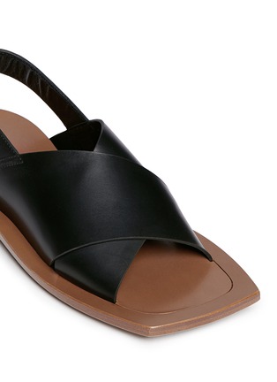 Detail View - Click To Enlarge - MARNI - Angular wood frame leather sandals
