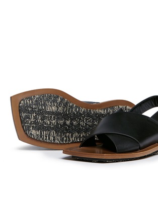 Detail View - Click To Enlarge - MARNI - Angular wood frame leather sandals
