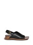 Main View - Click To Enlarge - MARNI - Angular wood frame leather sandals