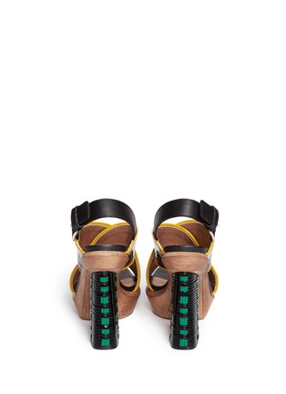 Back View - Click To Enlarge - MARNI - Woven block heel patent leather sandals