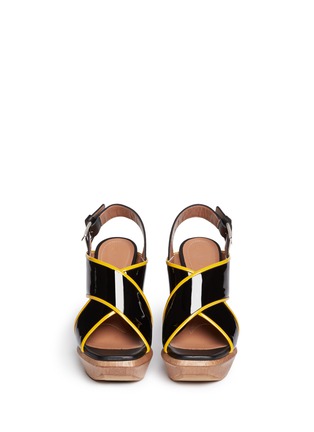 Figure View - Click To Enlarge - MARNI - Woven block heel patent leather sandals