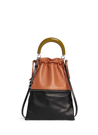 Back View - Click To Enlarge - MARNI - 'Fold' small acrylic handle colourblock leather bag