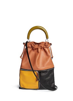 Main View - Click To Enlarge - MARNI - 'Fold' small acrylic handle colourblock leather bag