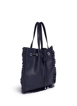 Front View - Click To Enlarge - MARNI - 'Slim' fringe drawstring leather tote