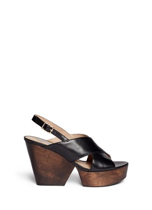 Main View - Click To Enlarge - DIANE VON FURSTENBERG SHOES - 'Liberty' wooden wedge slingback leather sandals