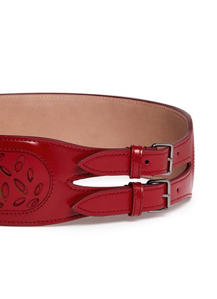 Detail View - Click To Enlarge - ALAÏA - 'Ellipse' floral perforated leather belt