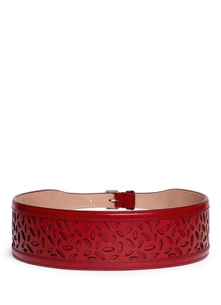 Back View - Click To Enlarge - ALAÏA - 'Ellipse' floral perforated leather belt