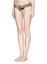 Front View - Click To Enlarge - MARA HOFFMAN - Geometric print contrast ruche side bikini bottoms