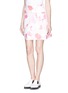 Front View - Click To Enlarge - VICTORIA BECKHAM - Blossom print raffia pleat skirt