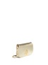 Front View - Click To Enlarge - TORY BURCH - 'Britten' cutout logo pebbled leather chain clutch