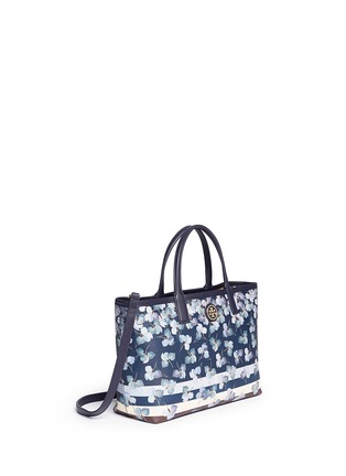 Front View - Click To Enlarge - TORY BURCH - 'Kerrington' iris print faux leather crossbody bag